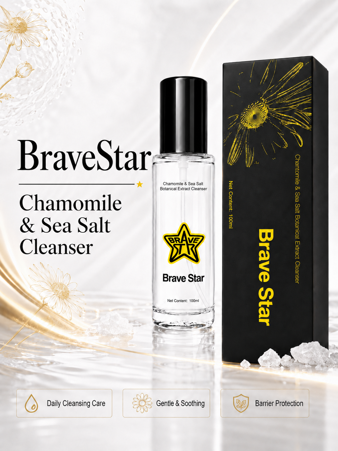 BraveStar Chamomile & Sea Salt Botanical Extract Cleanser 100ml