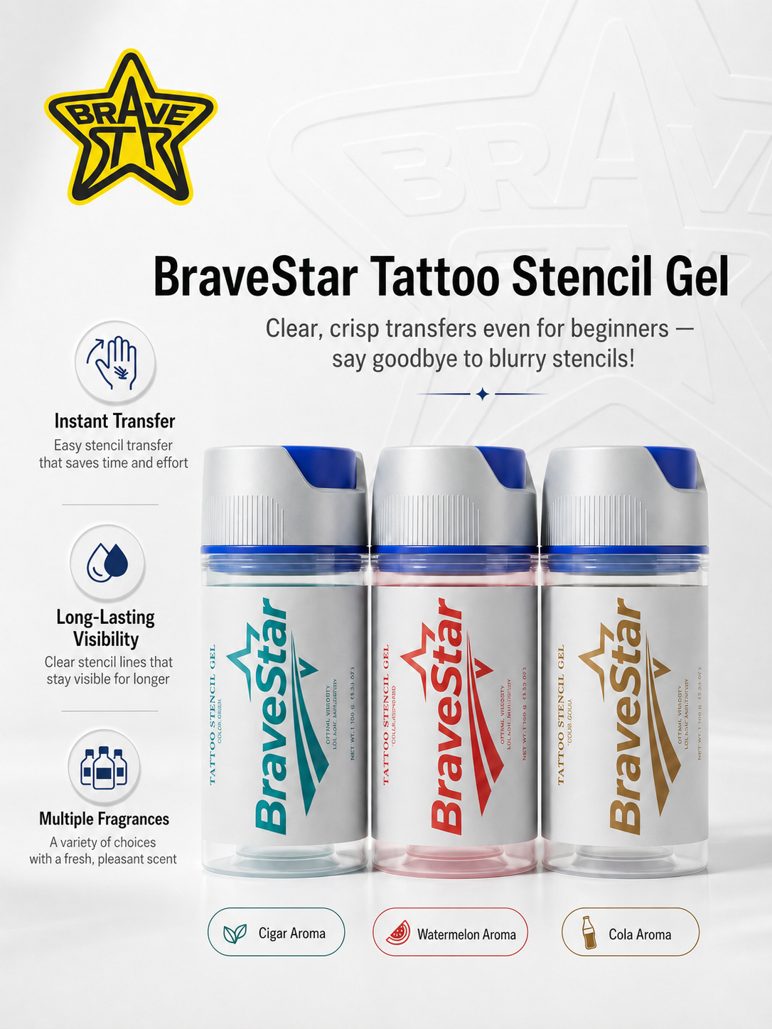 BraveStar Tattoo Stencil Transfer Gel 100g
