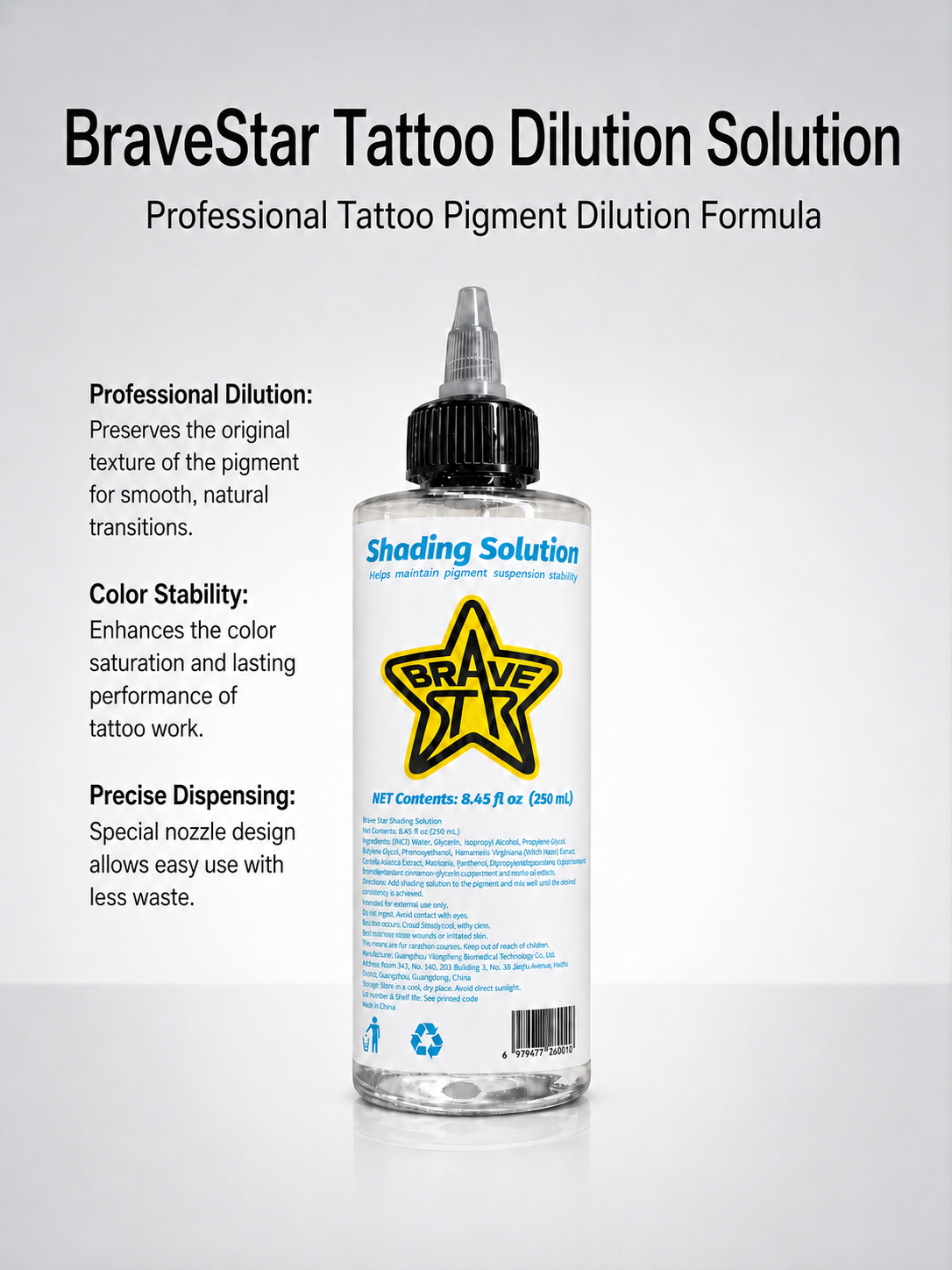 BraveStar Tattoo Dilution Solution 250ml