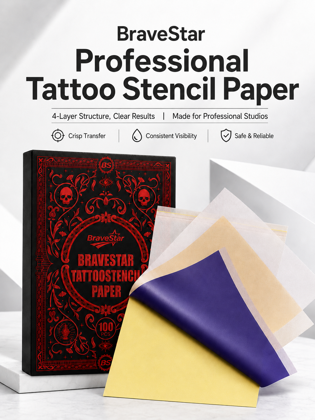 BraveStar Tattoo Stencil Paper 100 sheets