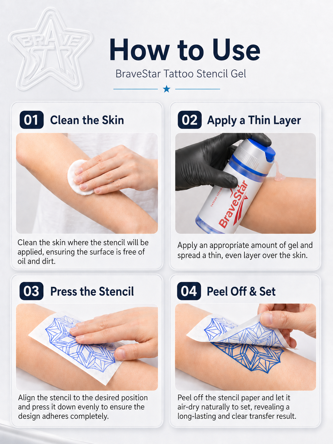 BraveStar Tattoo Stencil Transfer Gel 100g