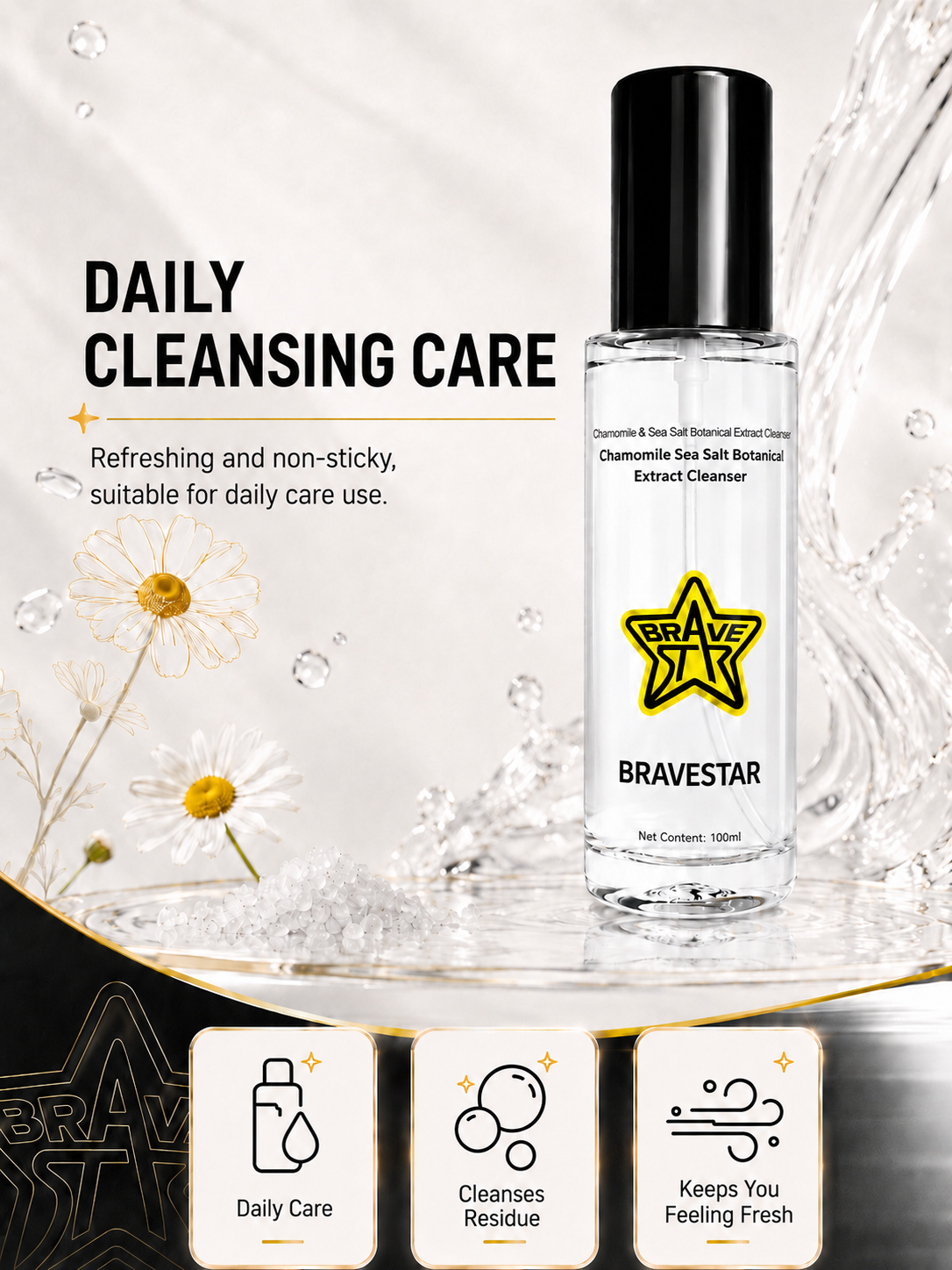 BraveStar Chamomile & Sea Salt Botanical Extract Cleanser 100ml