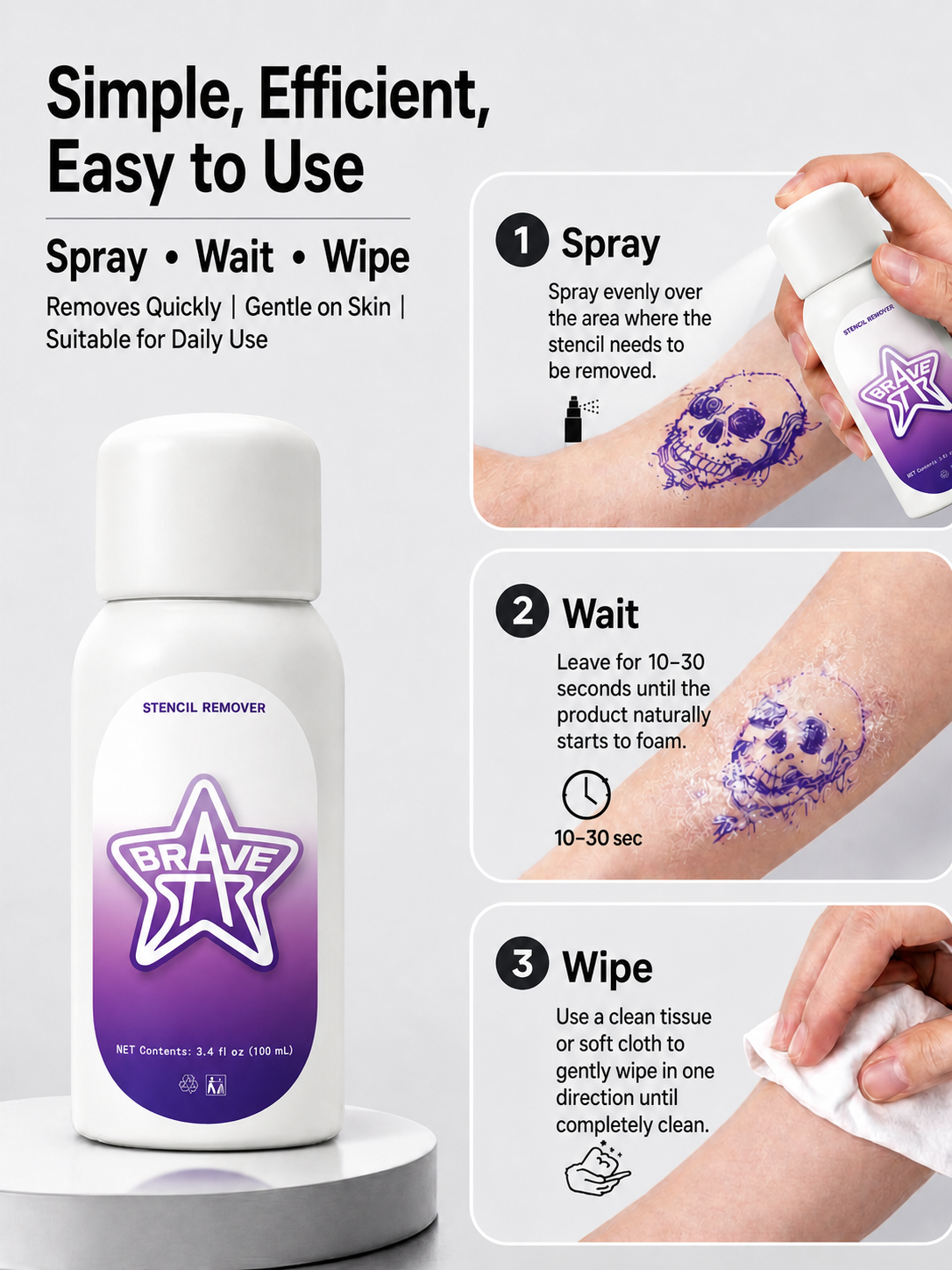BraveStar Tattoo Stencil Remover 100ml