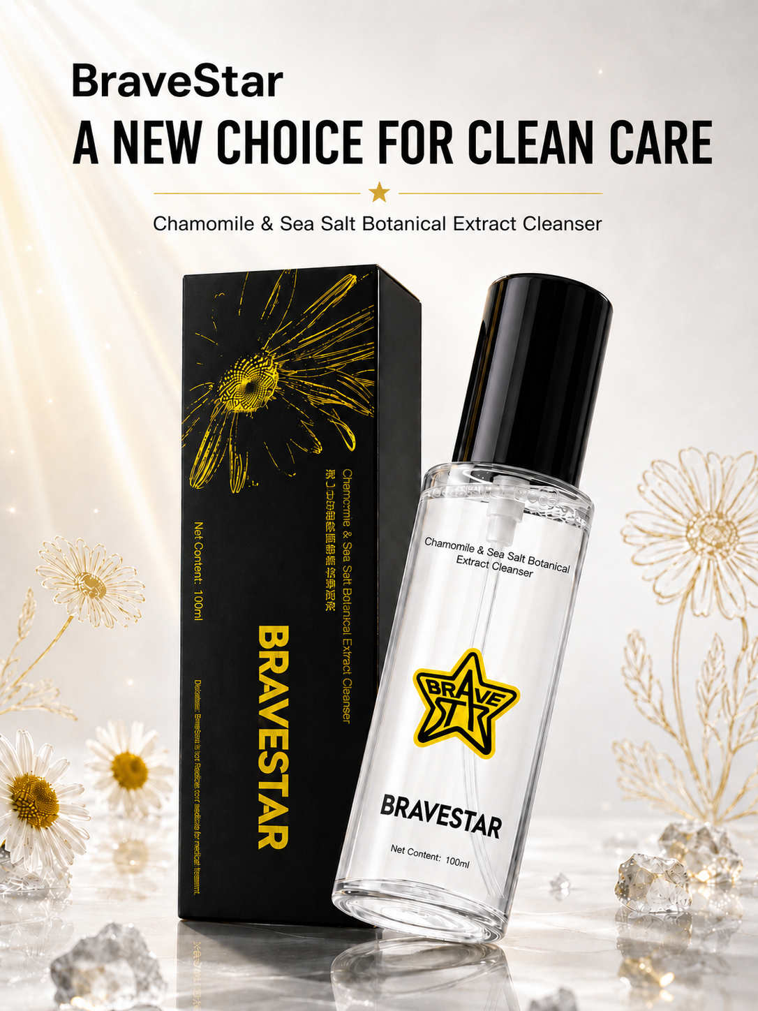 BraveStar Chamomile & Sea Salt Botanical Extract Cleanser 100ml