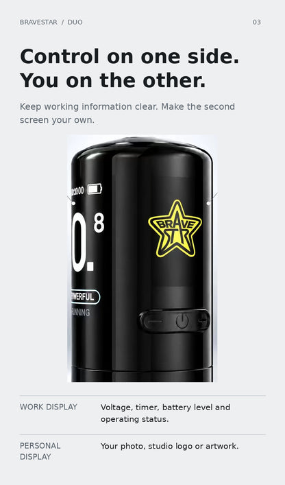 BRAVESTAR DUO — Dual displays for working parameters and personal images