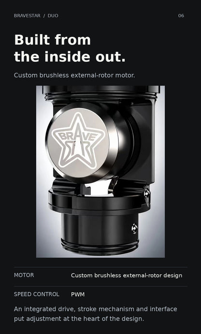 BRAVESTAR DUO — Custom brushless external-rotor motor with PWM speed control