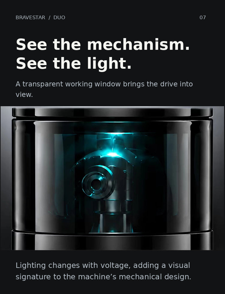 BRAVESTAR DUO — Transparent drive window with voltage-responsive lighting