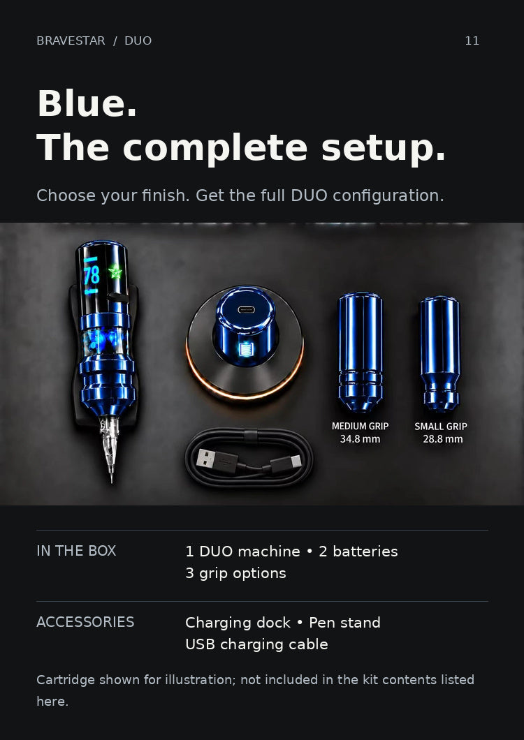 BRAVESTAR DUO — Blue DUO complete kit contents