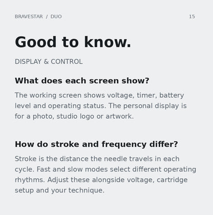 BRAVESTAR DUO — Frequently asked questions about dual displays and control